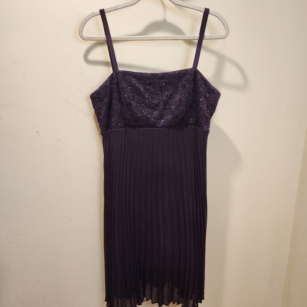 R&M Collection Elegant Purple Pleated Formal  Dress  Size 16P